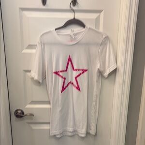 Bella Canvas White Pink Star Short Sleeve Tee
